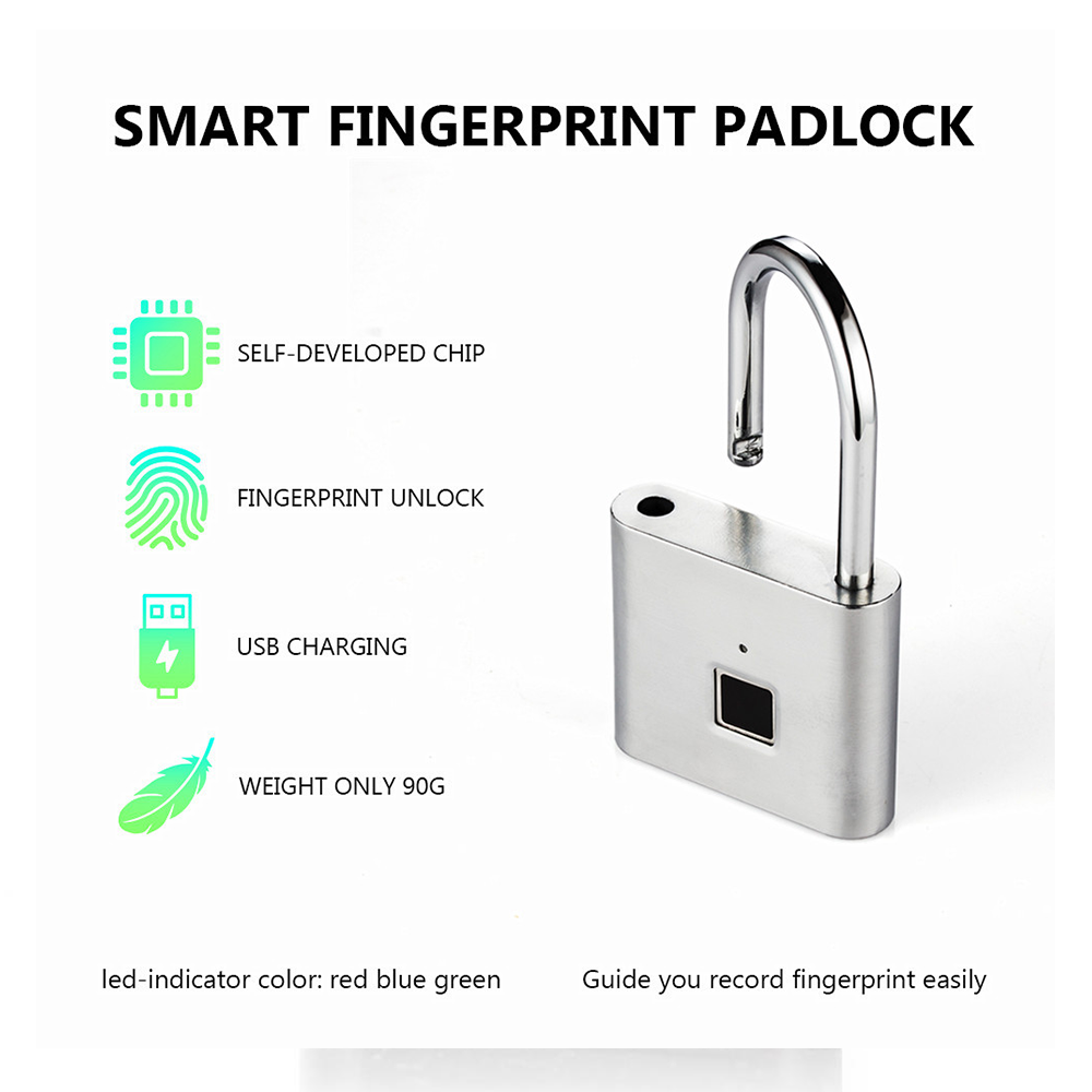 Security Keyless USB Rechargeable Door Lock - Fingerprint 