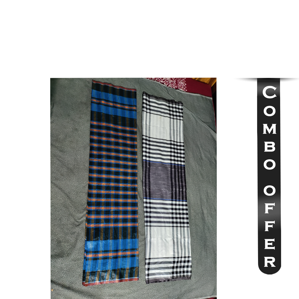 Combo Pack of 2 Pcs Soft Cotton Lungi For Men - Multicolor