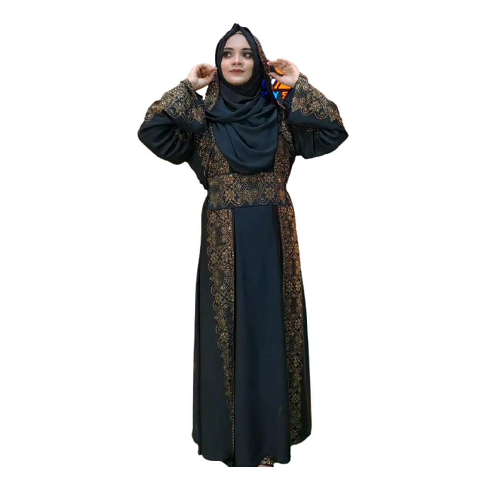 Dubai Cherry Borkha With Hijab For Women - Dark Green - BK-P30