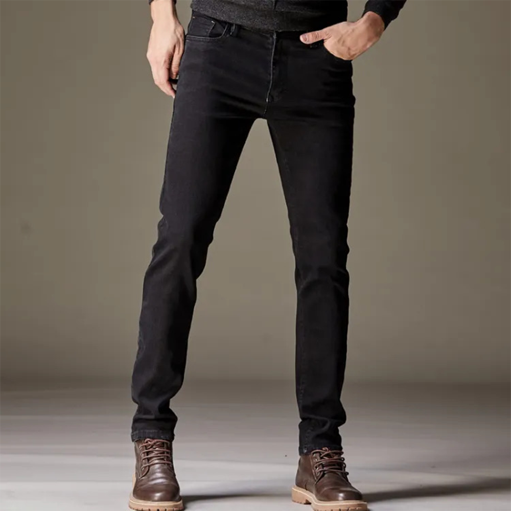 Cotton Semi Stretched Chinos Gabardine Pant For Men - Black - PGS020