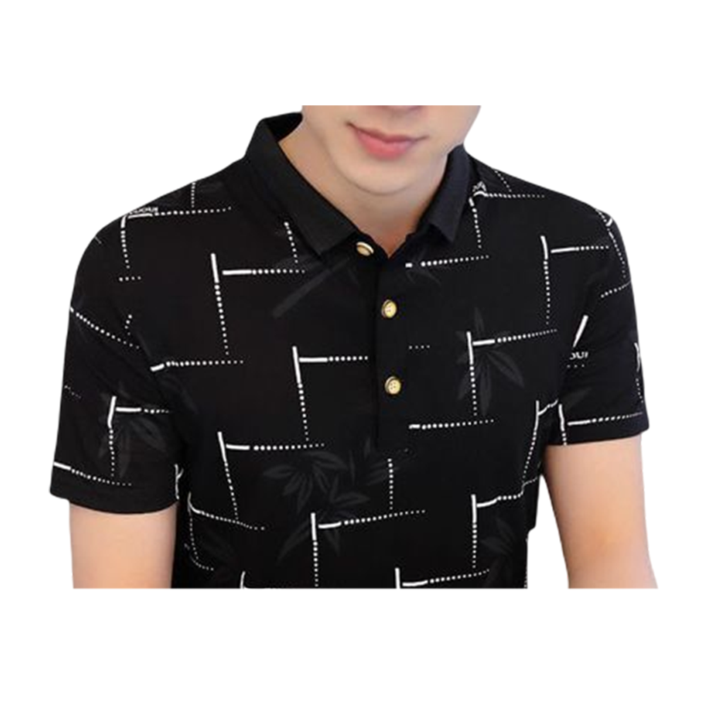 PK Cotton Half Sleeve Polo Shirt For Men - Black - PT-149