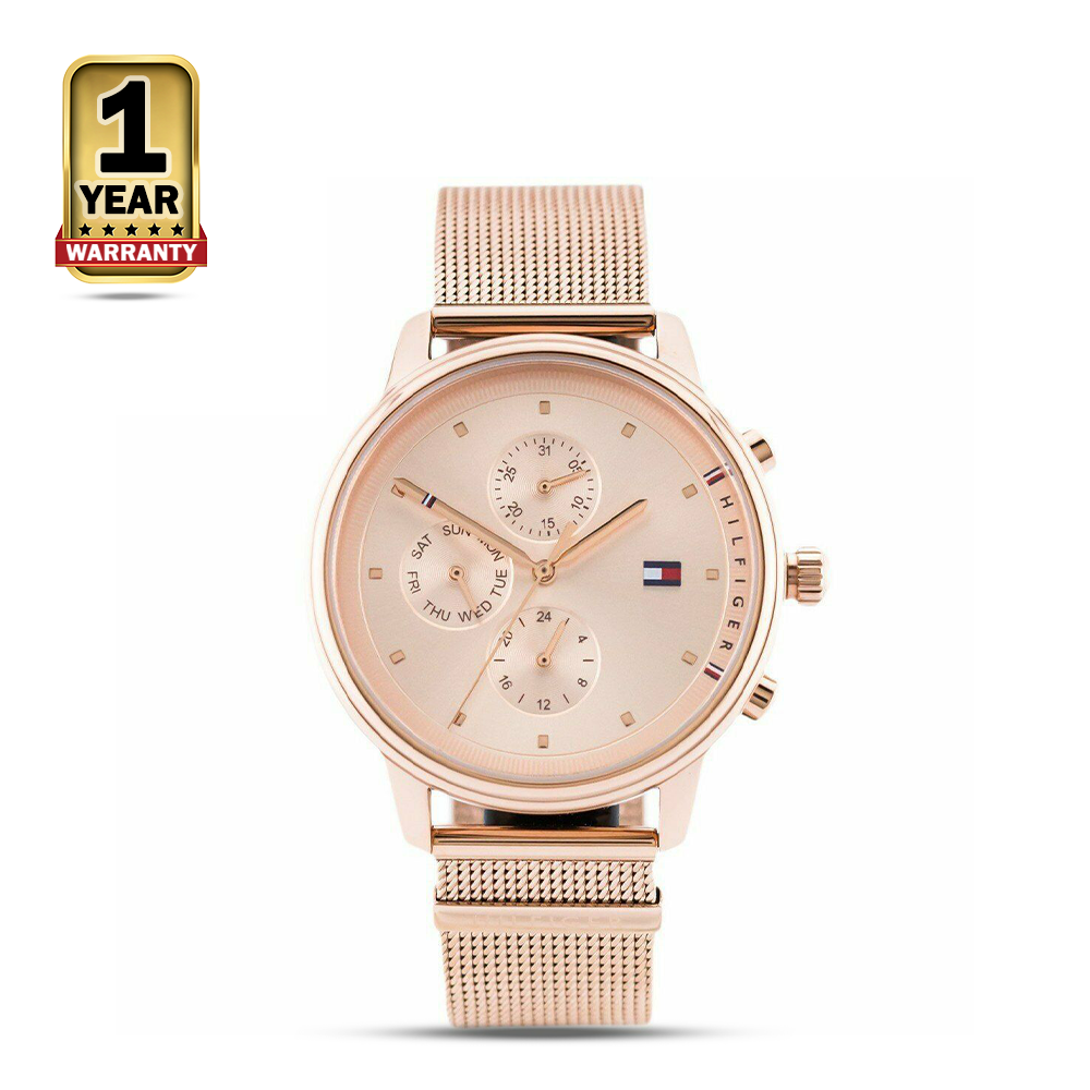 Tommy Hilfiger 1781907 Mesh Stainless Steel Chronograph Watch For Women - Rose Gold