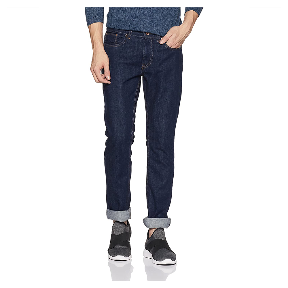 Cotton Semi Stretch Denim Jeans Pant For Men - Dark Blue - NZ-13055