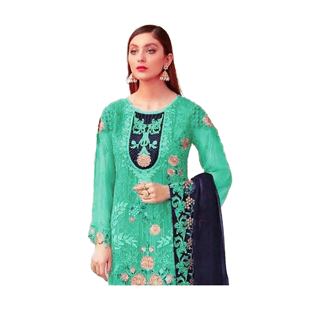 Unstitched Embroidery Work Georgette Shalwar Kameez For Women - Multicolor