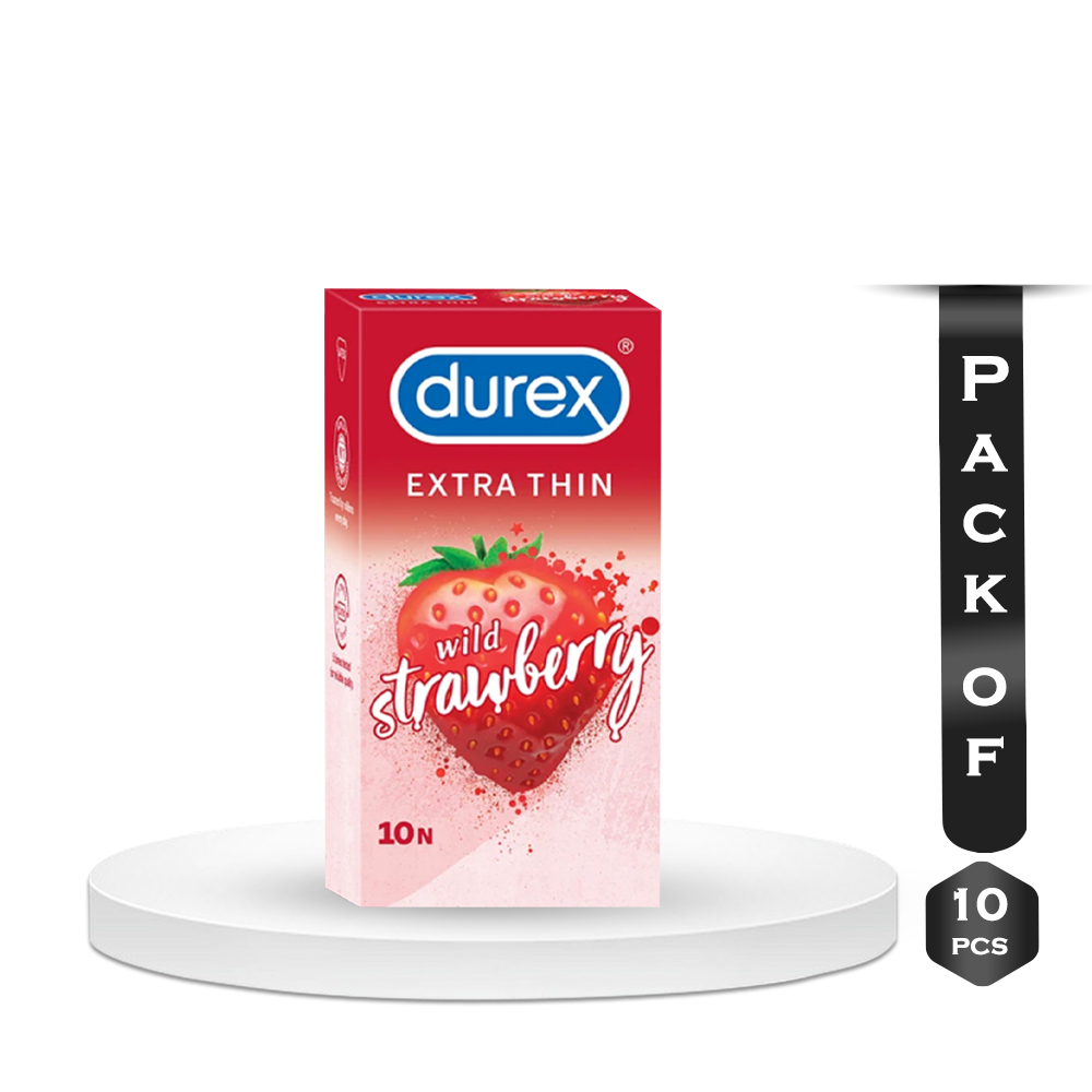 Pack of 10 Pieces Durex Extra Thin Wild Strawberry Condoms