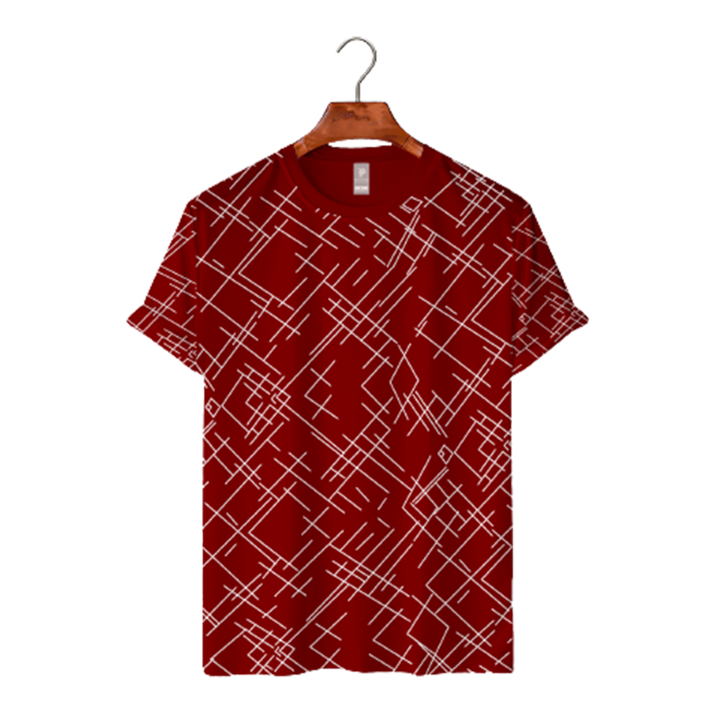 Cotton Half Sleeve T-Shirt For Men - Maroon - TS-14