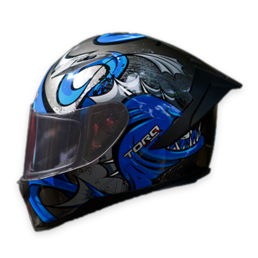 Torq Legend Twisted Full Face Helmets - Blue and Black - APBD1023