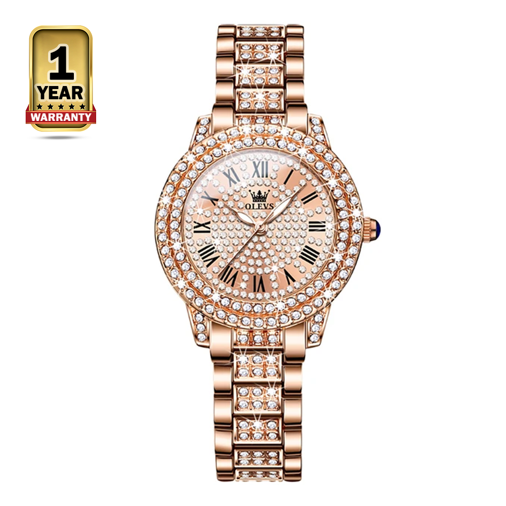 Olevs 9943 Stainless Steel Analog Wrist Watch For Women - Rose Gold