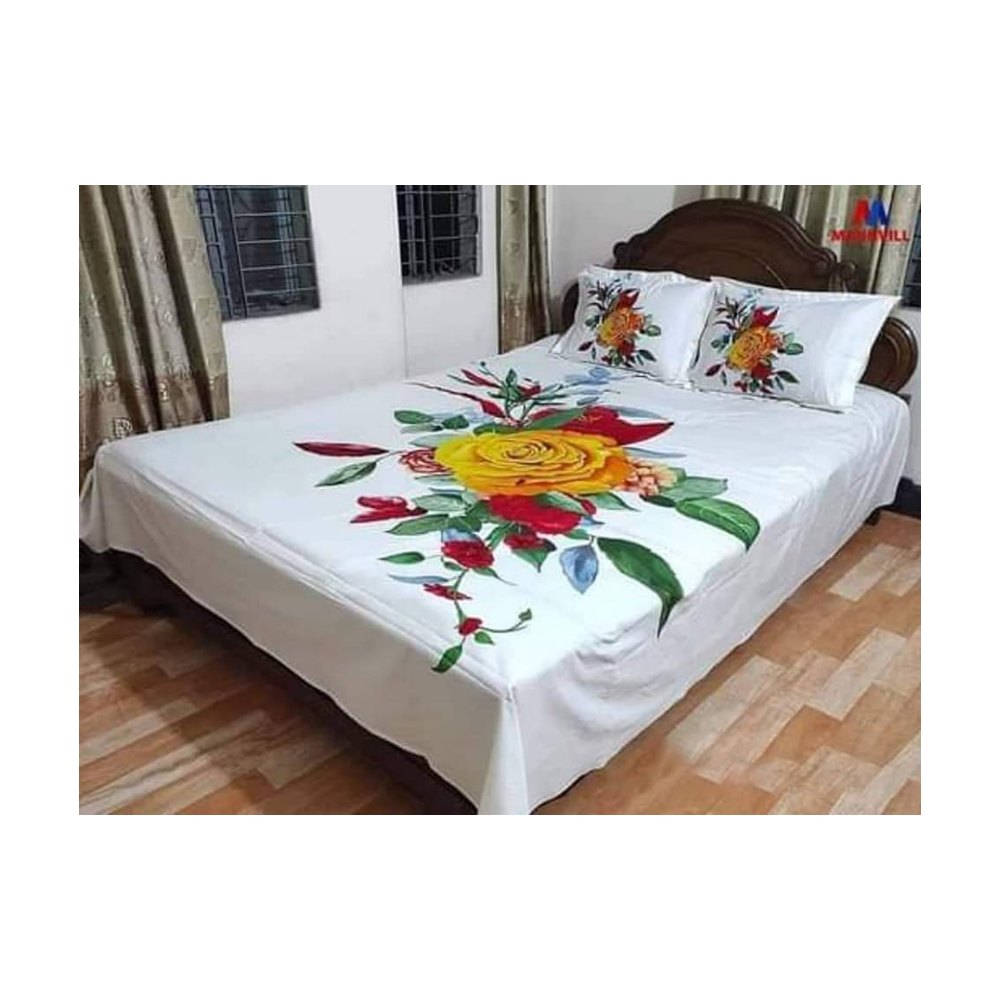 King Size Cotton Panel Bedsheet - ST-257 - Multicolor