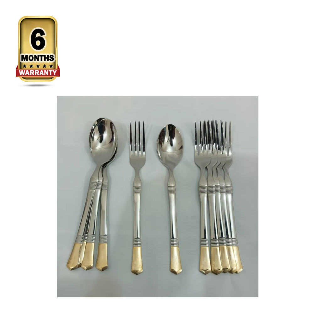 Set of 12 Pcs Stainless Steel Tea and Fork Spoon - Silver