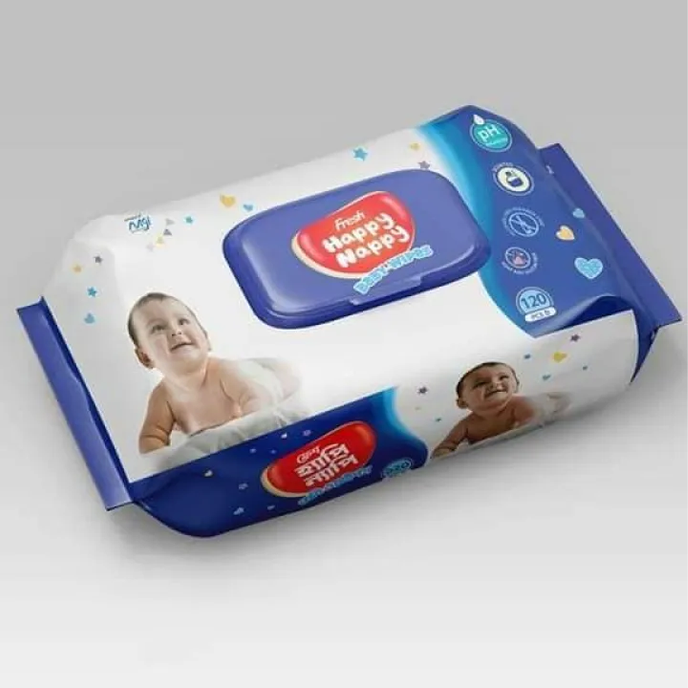 Happy Nappy Baby Wet Wipes - 120Pcs