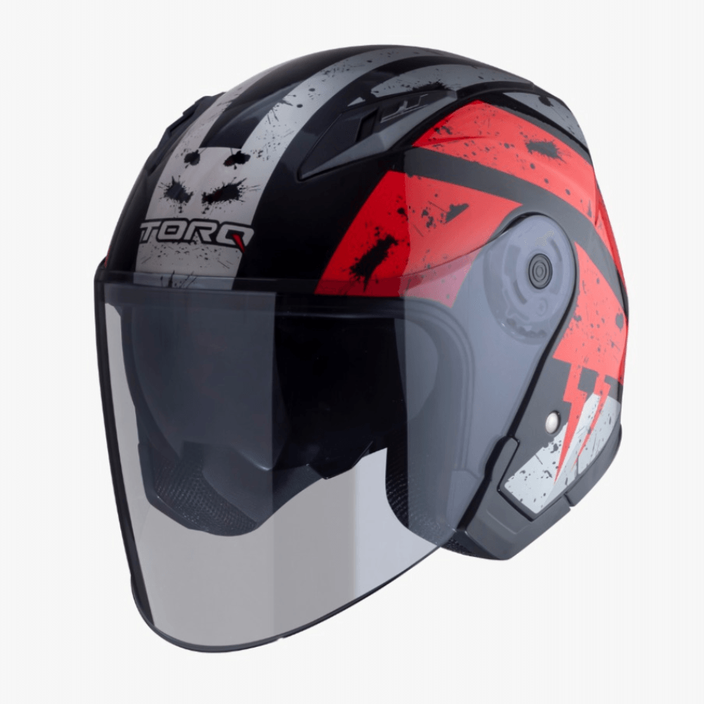 Torq Atom Half Helmet - Glossy Red and Black