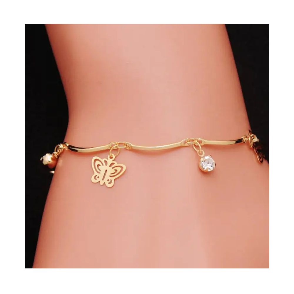 Butterfly Crystal Charm Bracelet For Women - Golden