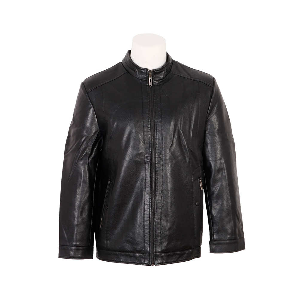 Artificial Leather Jacket For Men - Black - JK 2718 