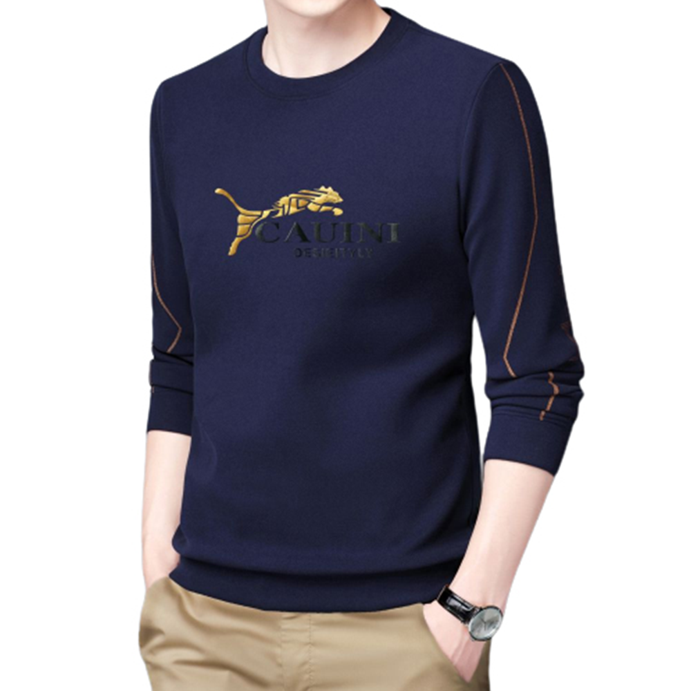 PP Jersey Winter Long Sleeve T-shirt For Men - Navy Blue - FT-10