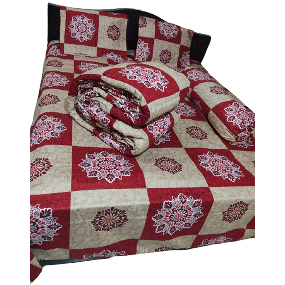 Twill Cotton King Size Five In One Comforter Set - Multicolor - CFS-131