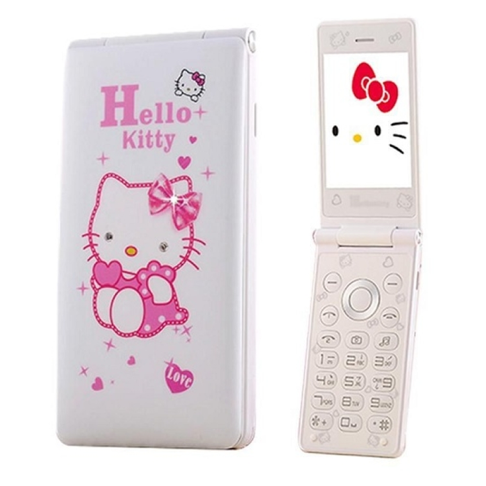 Hello Kitty D10 Touch Display Dual Sim Folding Mobile Phone - White