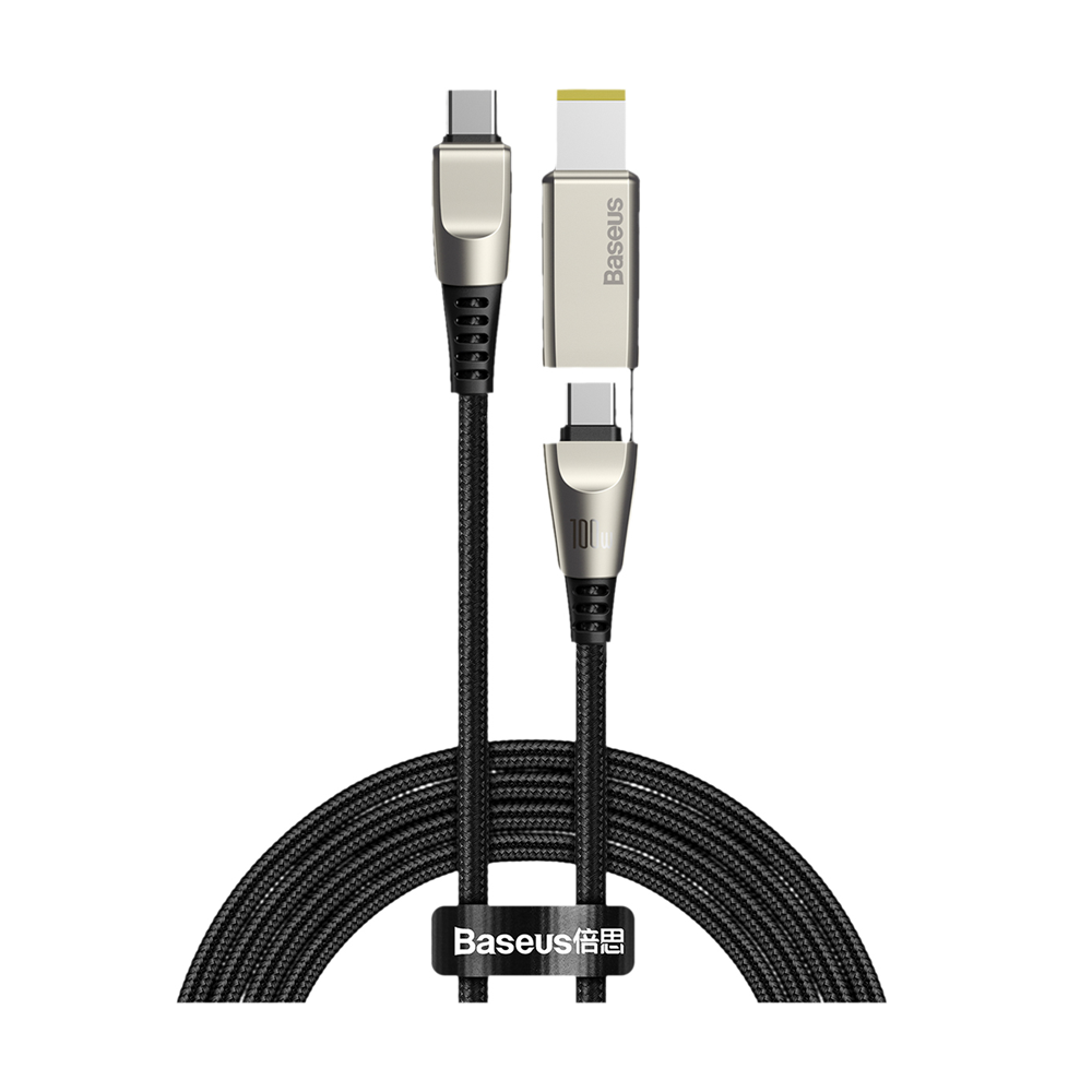 Baseus Flash Series One-for-two Fast Charging Data Cable with Square Head Type - 2m - Black