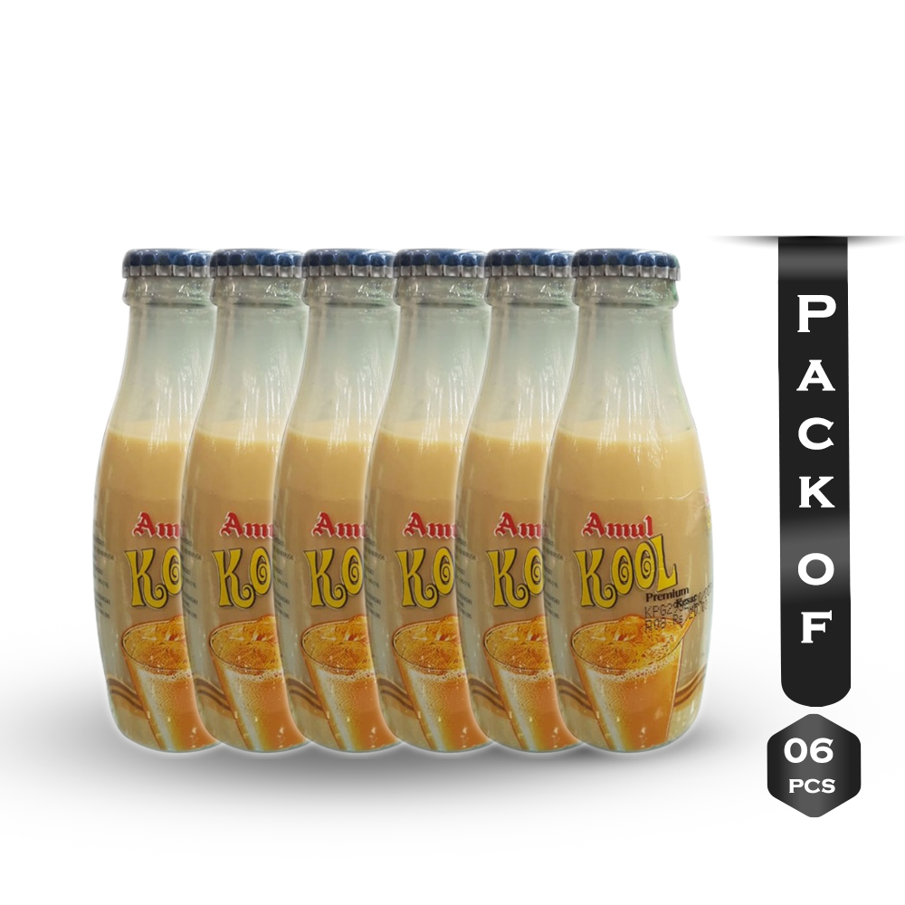 Pack of 06 Pcs Amul Kool Premium Kesar Glass Bottle - 150ml