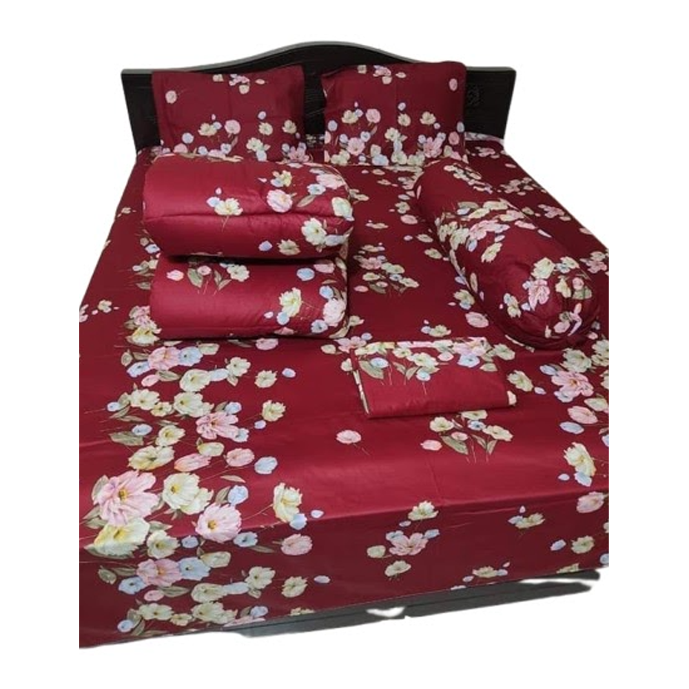 Twill Cotton King Size Five In One Comforter Set - Multicolor - CMT-63