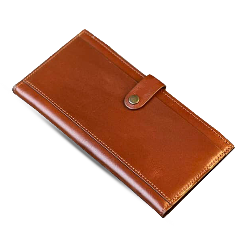 Zays Leather Long Wallet for Men - Brown - WLN03