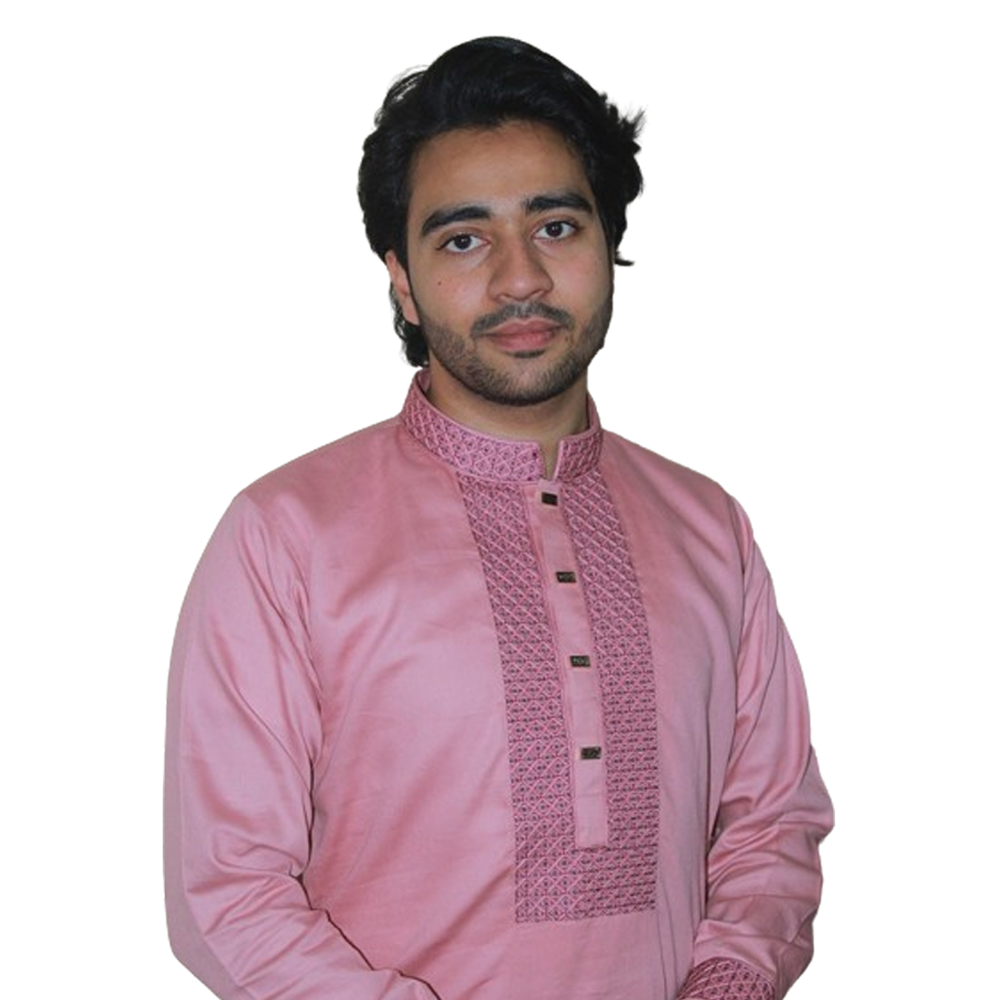 Tencel Cotton Embroidered Panjabi For Men - Light Pink - 02