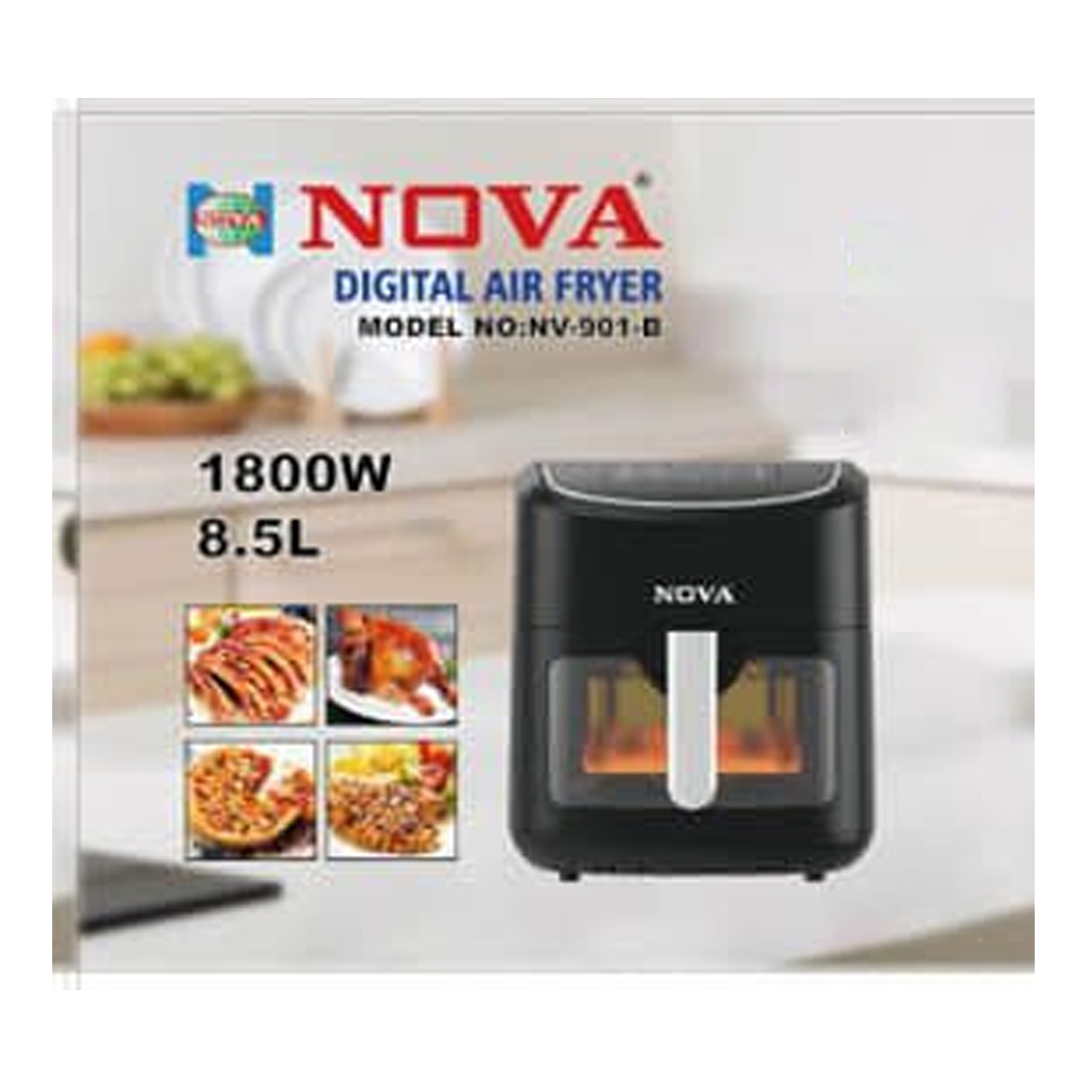 Nova No-NV-901-B Digital Air Fryer - 8.5 Liter - Black