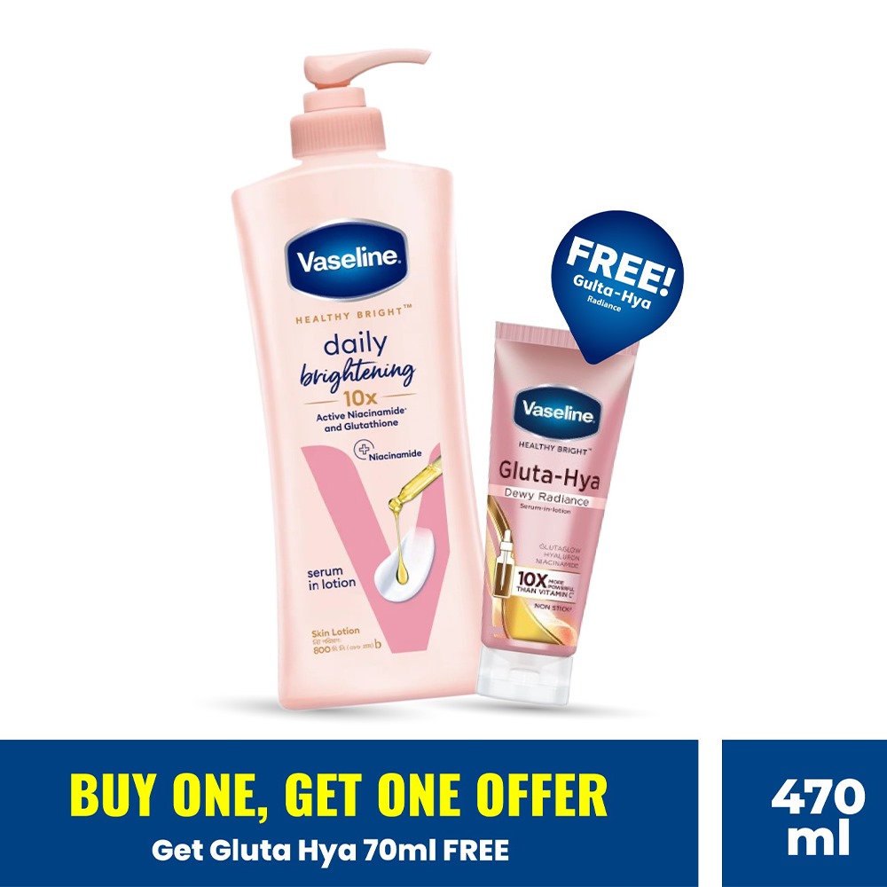 Buy Vaseline Lotion Healthy Bright 400ml Get Gluta-Hya Dewy Radiance Serum 70ml Free