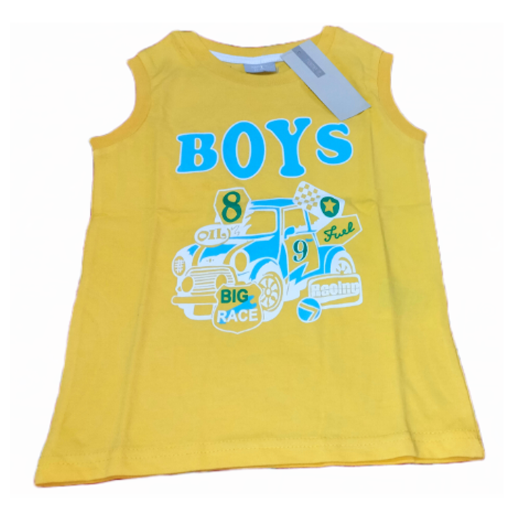 Cotton Sleeveless T-Shirt For Kids - Yellow