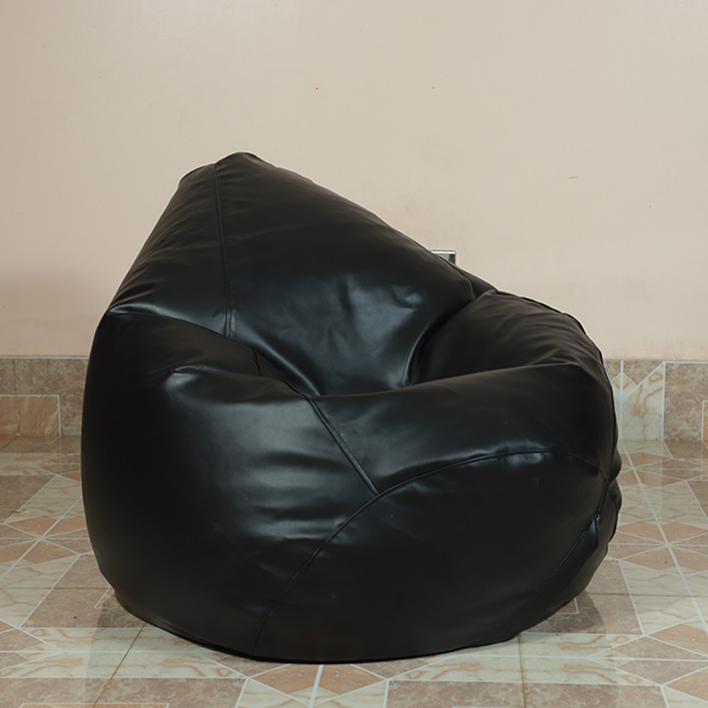 Leather Bean Bag XXXL With Extended Back Support - Black - APL3BL