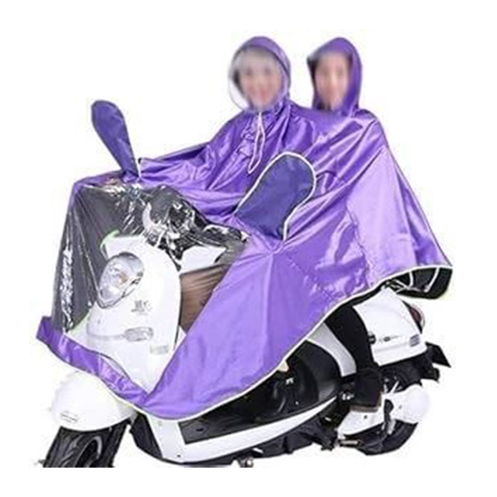 Waterproof Two Person Hooded Double Cover Rain Coat - Purple