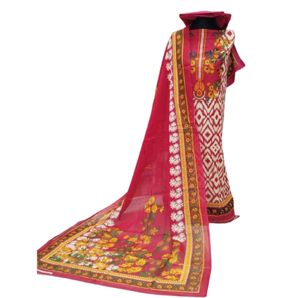 Unstitched Cotton Printed Salwar Kameez For Women - Multicolor - 3A-C9