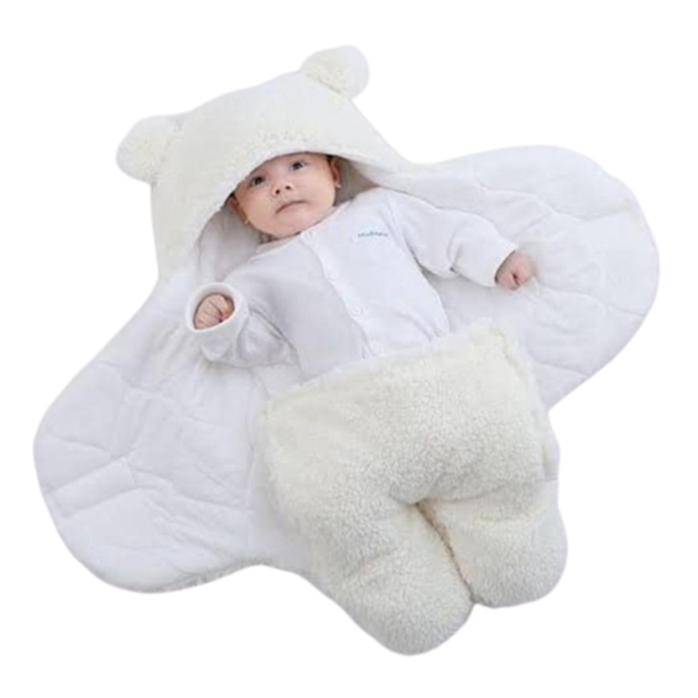 Fleece Cotton Winter Baby Blanket - White - BL-07