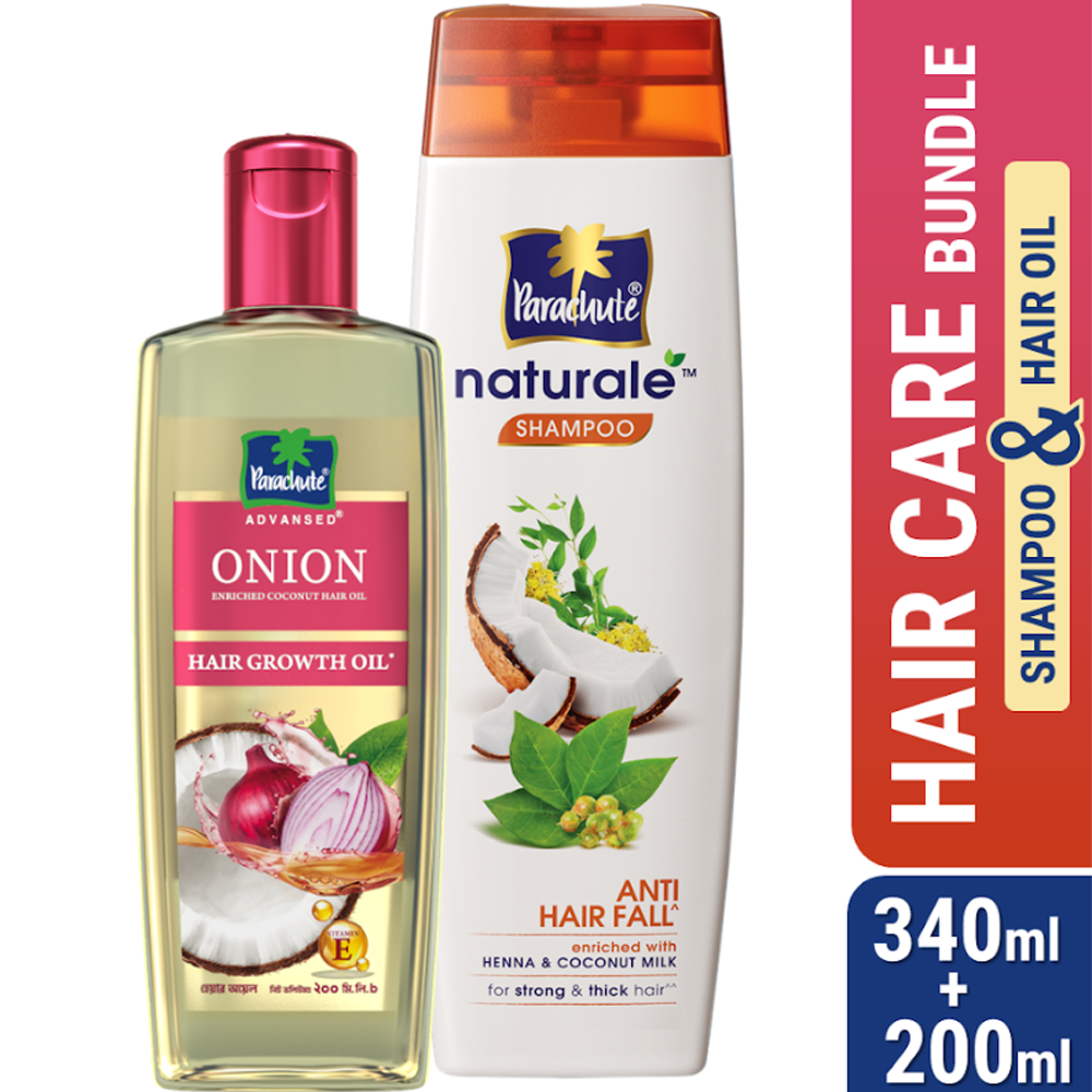 Combo Of Parachute Naturale Shampoo Anti Hair Fall - 340ml With Parachute Advanced Onion Enriched Coconut Hair Growth Oil - 200ml - EMB105