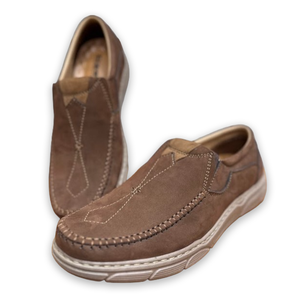 Leather Casual Shoes For Men - Brown - S5