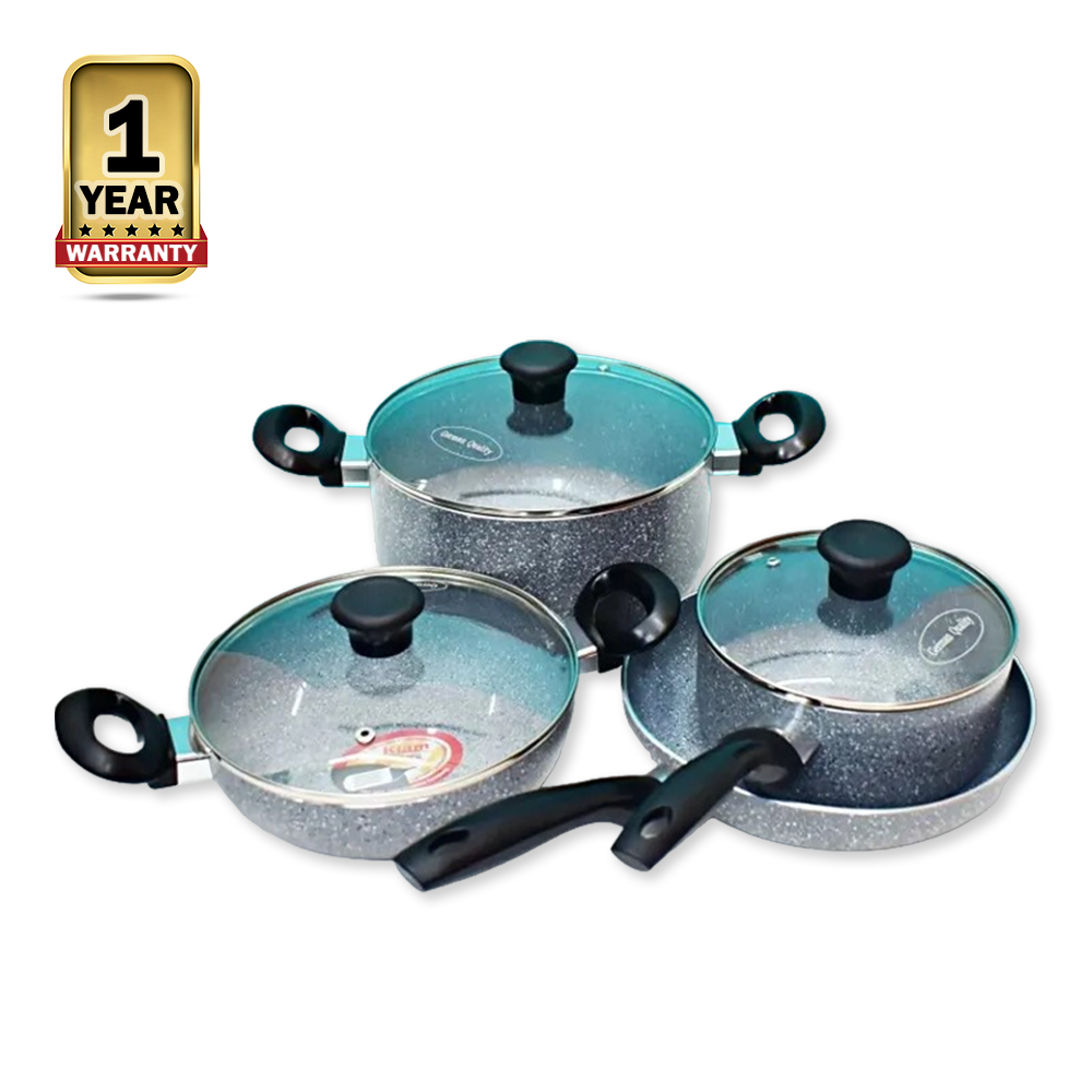 Set of 7 Pcs Kiam Non-Stick Cookware Set - Silver