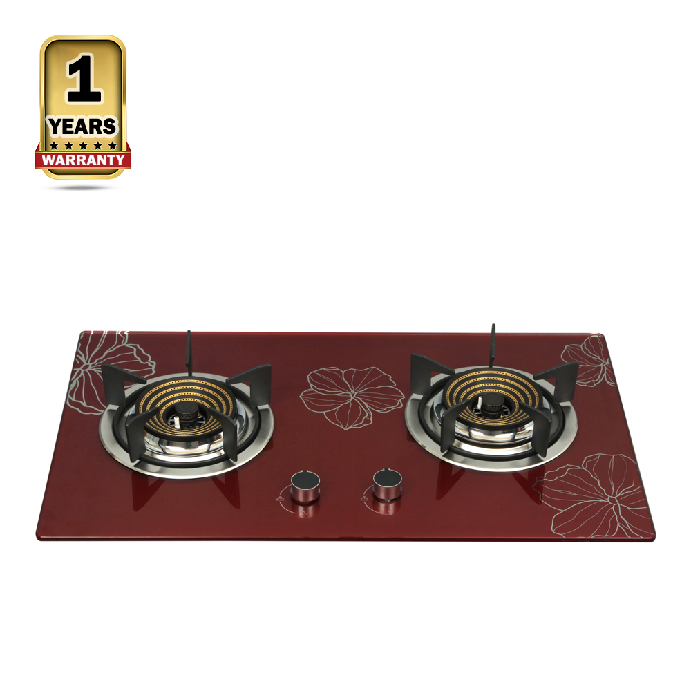 Gazi B-216 Double Burner Auto Gas Stove - Maroon