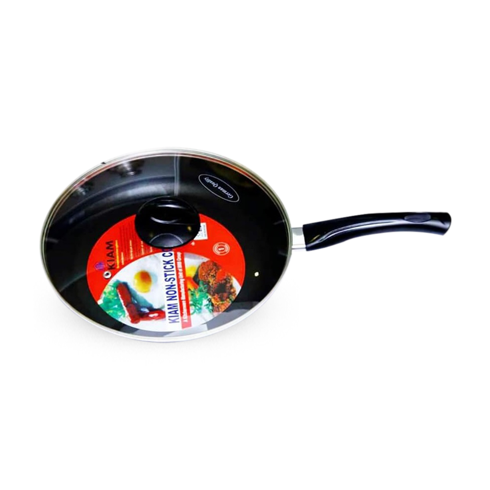 Kiam Stainless Steel Non Stick Fry Pan 28 Cm With Glass Lid - 24Cm