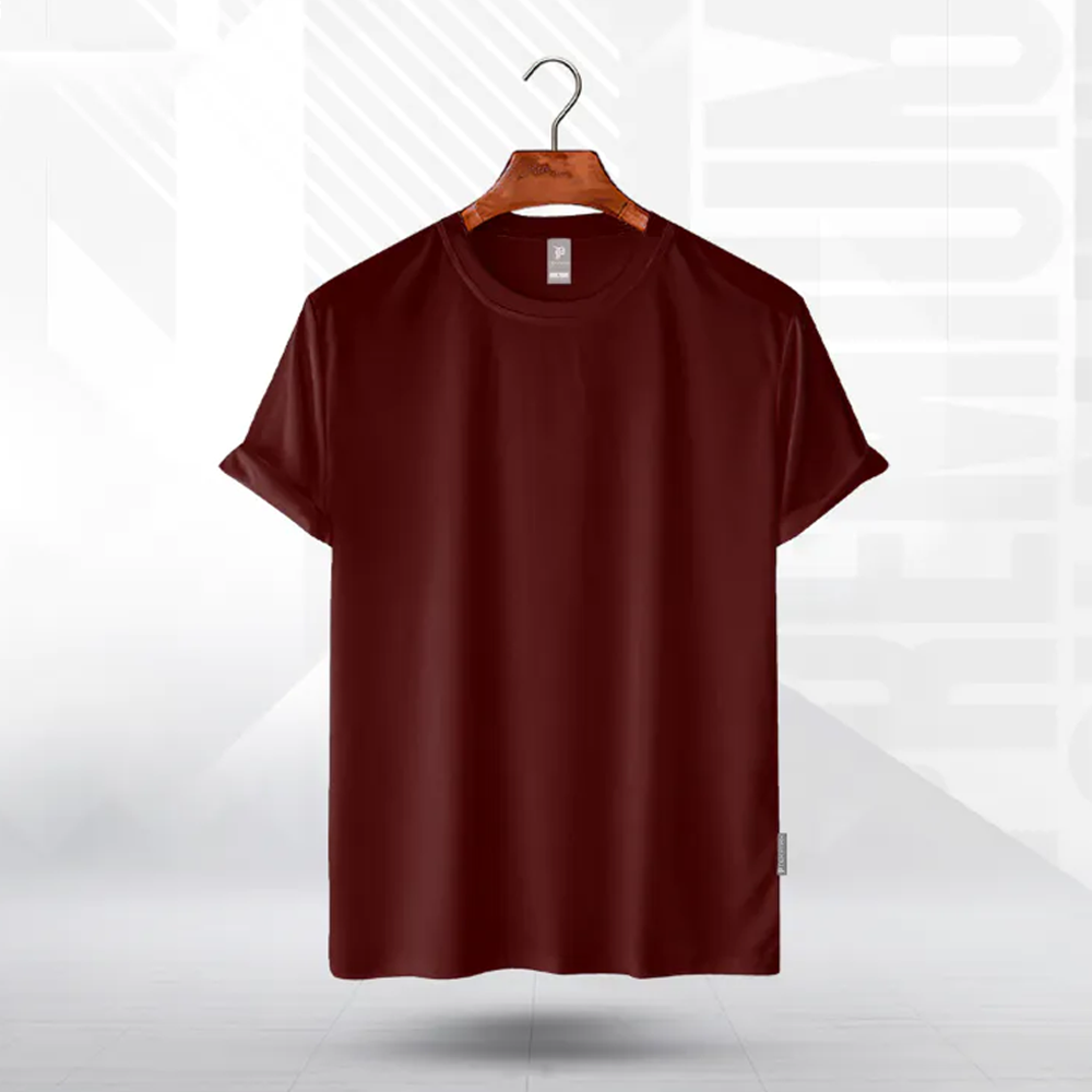 Texpark Combed Cotton Half Sleeve T-Shirt For Men - Maroon - TS-105