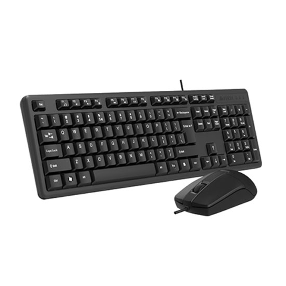 Combo Of 2 A4tech Kk-3330 Multimedia FN Wired USB Keyboard Mouse  - Black