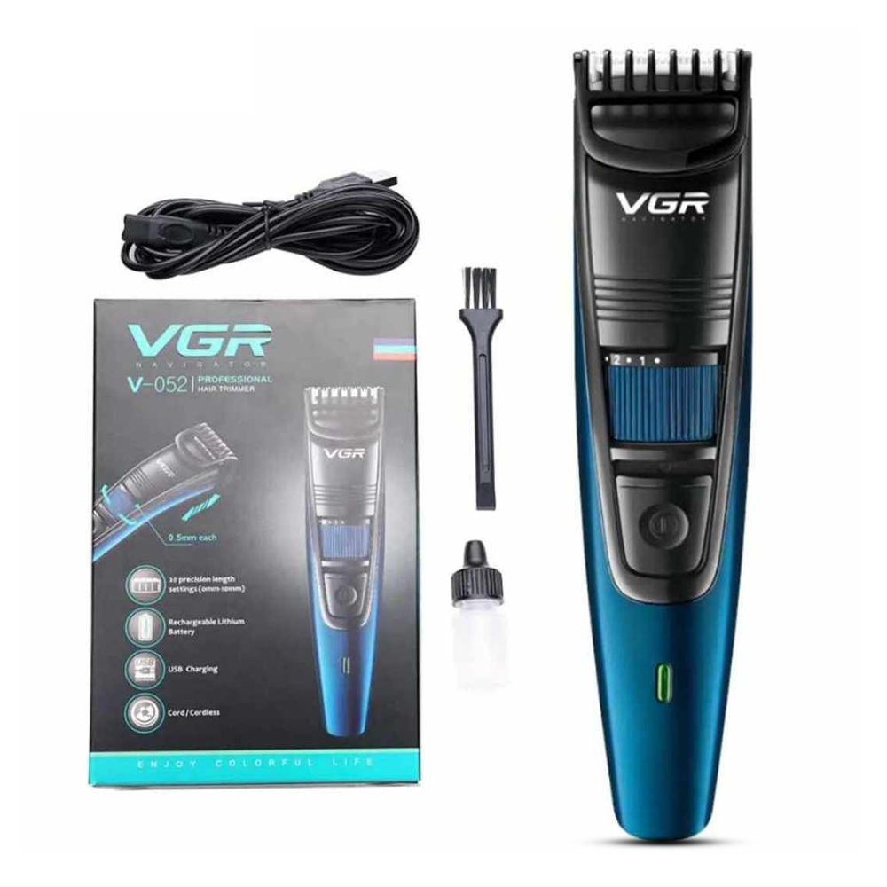 VGR V-052 Trimmer Hair Clipper and Beard Trimmer - Black and Blue