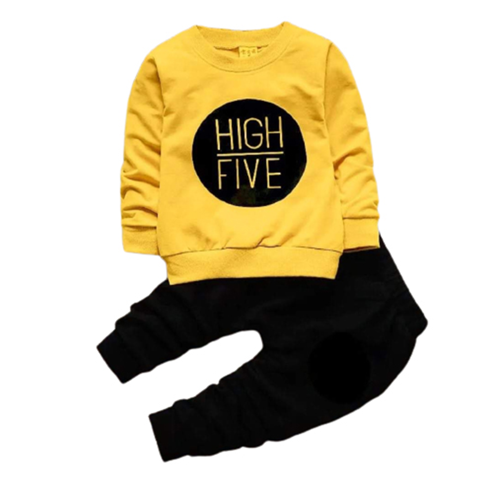 Combo of Terry Cotton Winter Kids Sweat Shirt and Pant Set - Yellow and ...