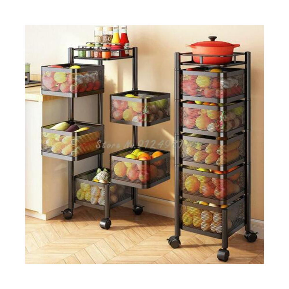 Kitchen Tool Rotating Storage Shelves Rack Metal Multi Layer