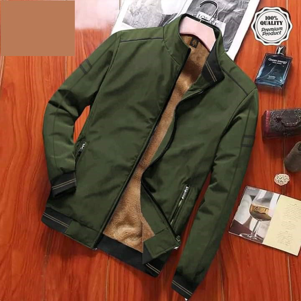 Premium Double Part Jacket For Men - Dark Green