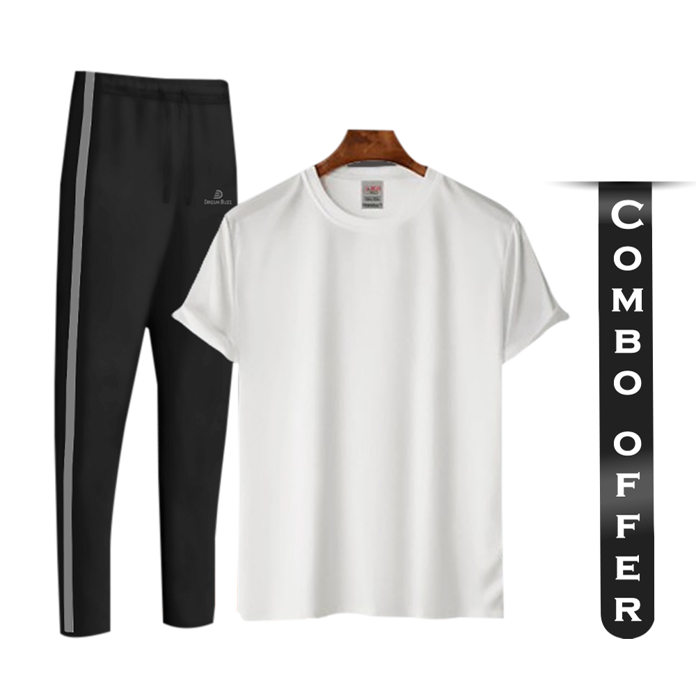 Combo of Cotton Half Sleeve T-Shirt And Trouser for Men - Black And White