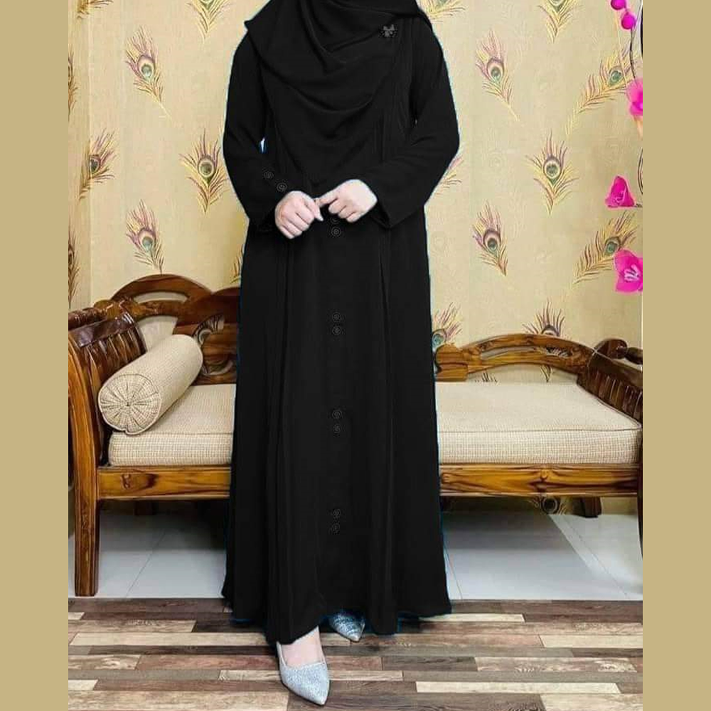 Dubai Cherry Georgette Tasfiya Borkha for Women - Black 
