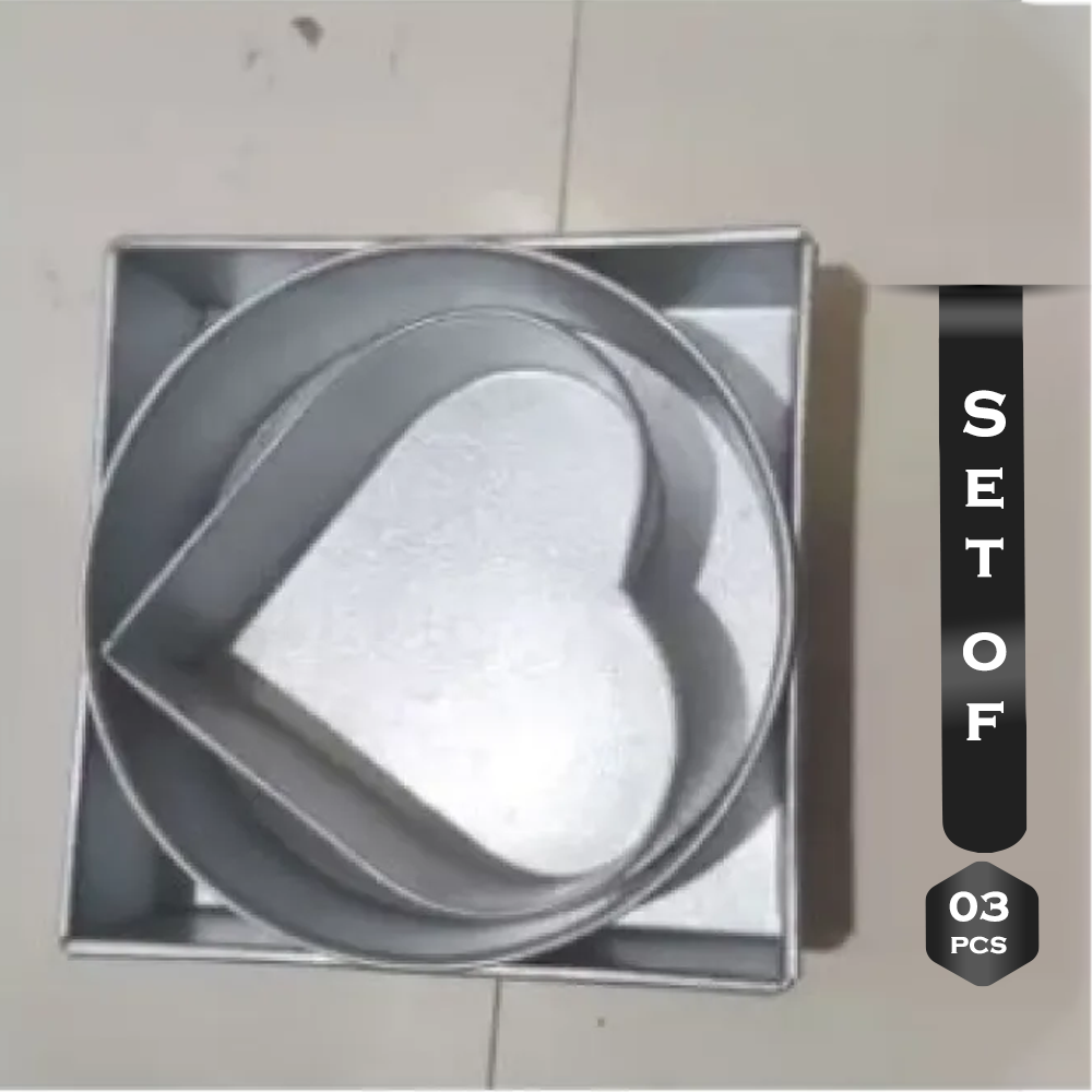 Set Of 3 Pcs Aluminum Square Pudding Mold - 7 inch - Silver 