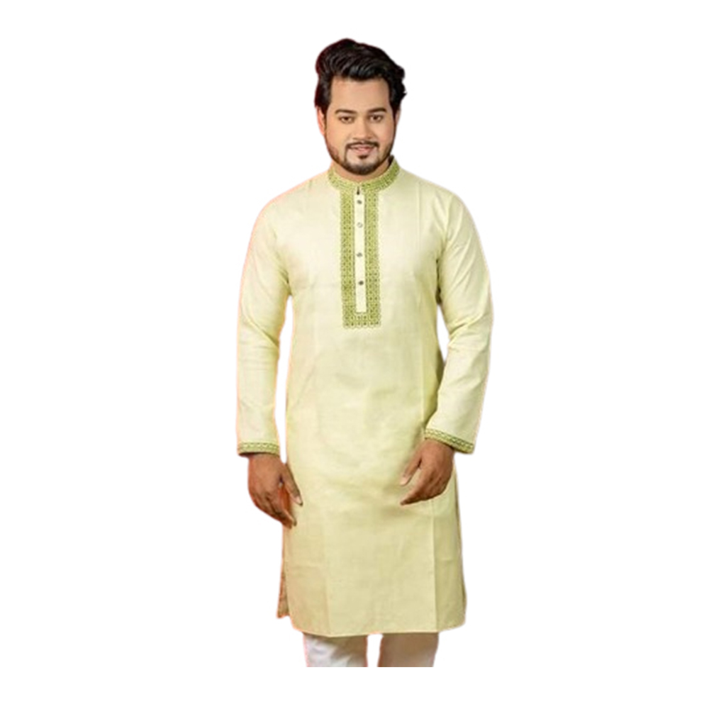 Cotton Embroidery Semi Long Panjabi For Men - P-N11