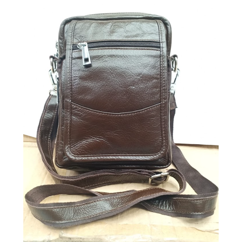 Leather Side Bag - Chocolate - BL-16