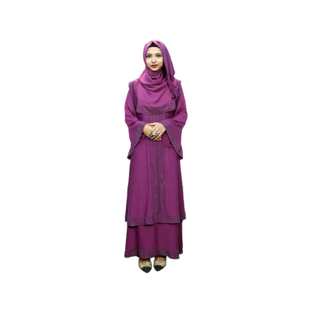 Dubai Cherry Abaya Borkha With Hijab For Women - Violet - BK-K53